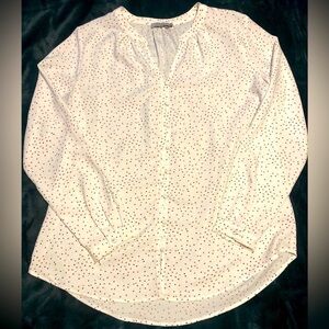 Dalia White Button Down Blouse Top with Hearts Like New